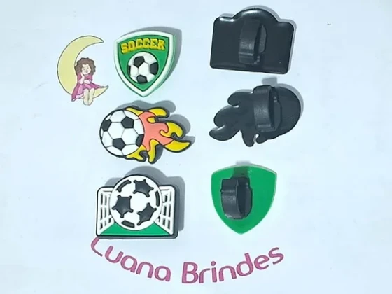 Pins para Cadarço Futebol Emborrachado Pacote com 6 Unidades