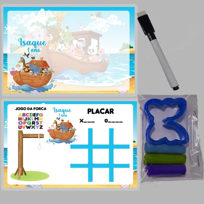 KIT Lousa Magica +massinha de modelar personalizada da Arca de Noé