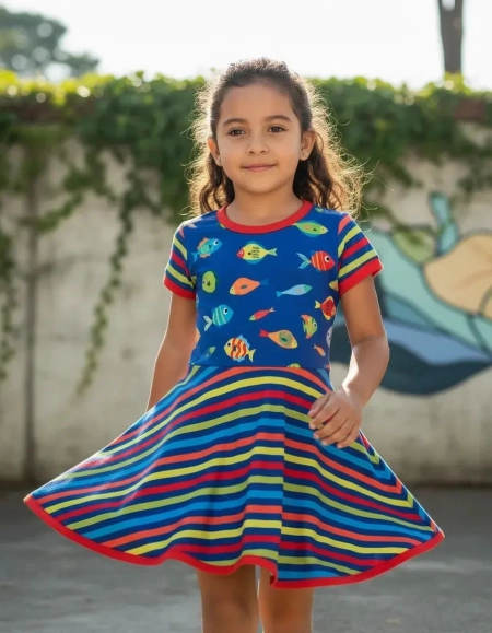 Vestido Infantil Peixinhos