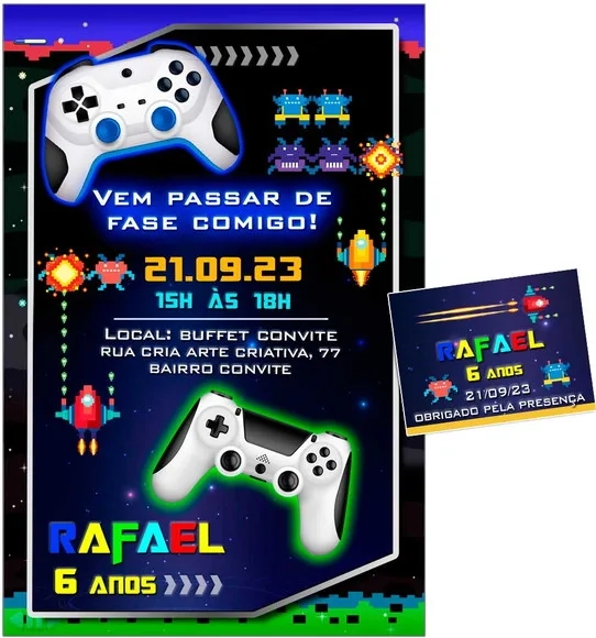 Convite Digital C/tag Video Game