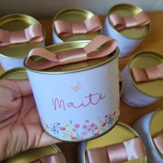 Lembrancinha de maternidade tubolata 6,5x8 Tampa Metalizada Dourada