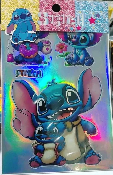 Adesivo Stitch Autocolantes Vinílicos Pacote com 1 Cartela
