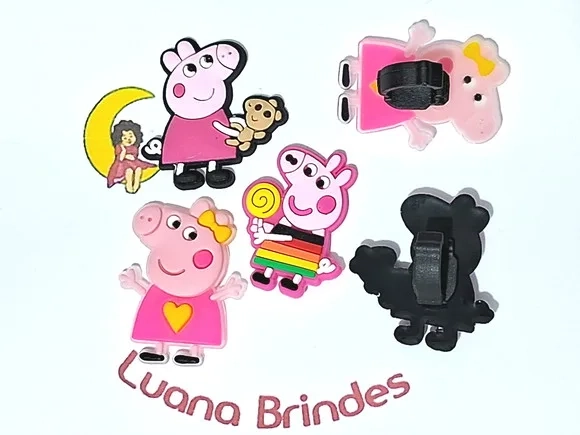 Pins para Cadarço Porquinha Rosa Emborrachado 6 Unidades
