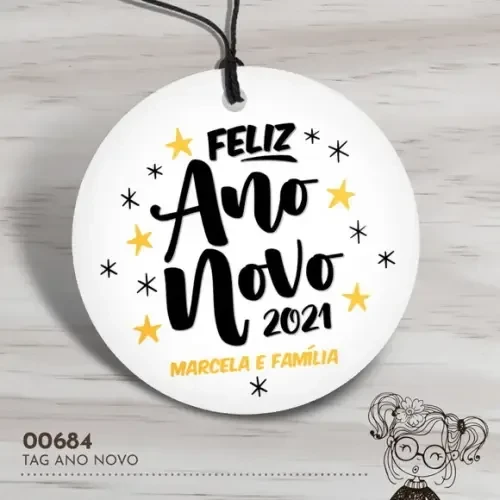 Tag Redonda Feliz Ano Novo - 00684