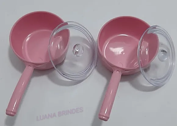 Panelinhas Rosa de acrílico c/tampa - pct c/10 unidades