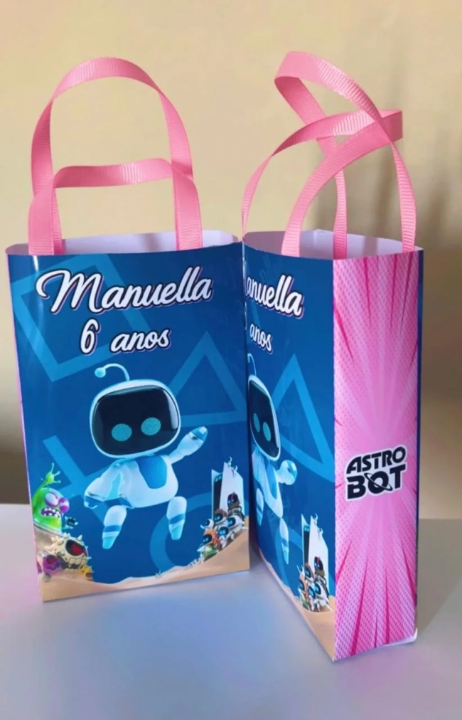 Sacolinhas Personalizadas Astro Bot Meninas Lembrancinhas Para Aniversário
