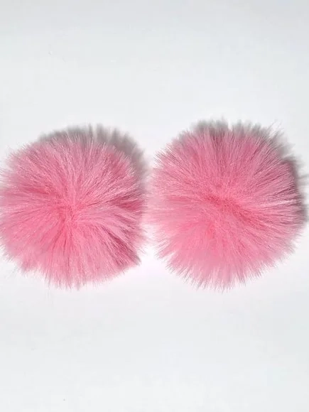 Pompom Rosa Poliéster Pacote com 4 Unidades