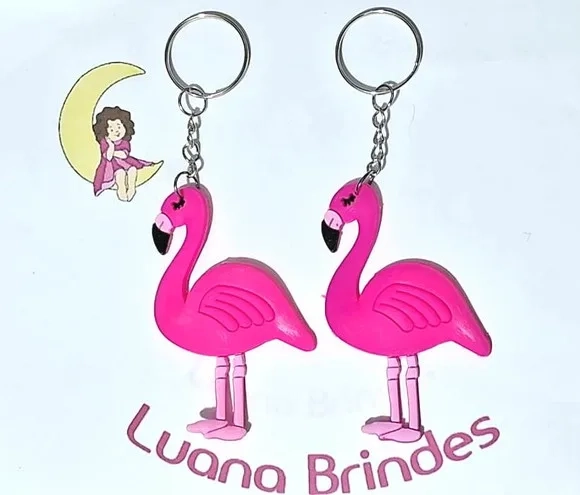 Chaveiro Flamingo Emborrachado 7,2cm - 5 Unidades