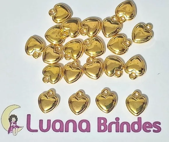 Pingente Coração Abs Dourado 1,5cm Pacotes com 40 Unidades