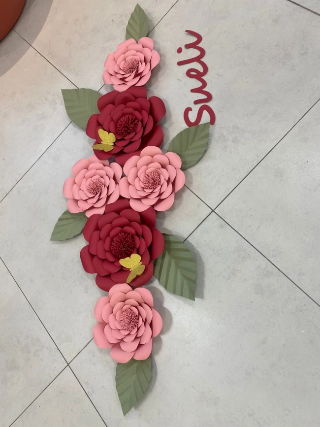 Kit 6 Peças de Flores de Papel