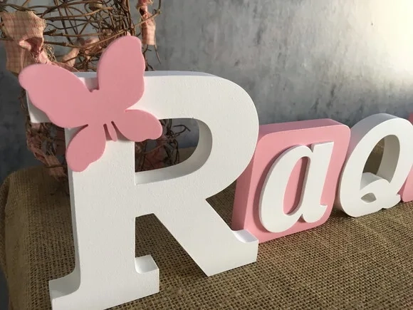 Letras de MDF -Nomes Blocos Borboleta