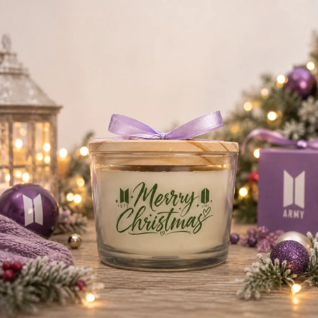 Vela Aromática no Copo Personalizada Natal BTS - Bangtan - Army  Velas Perfumadas | Aromáticas e Decorativas