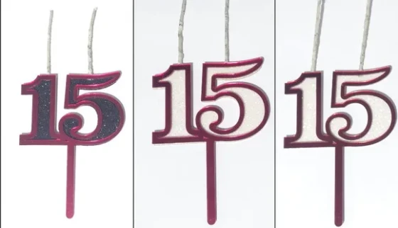 Velas 15 Anos Vermelho ou Pink Acrílico Pavio Magico -1 Peça