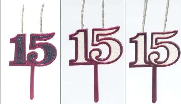 Velas 15 Anos Vermelho ou Pink Acrílico Pavio Magico -1 Peça