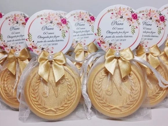 Lembrancinha 60 Anos, Sabonete Letra Inicial Personalizada