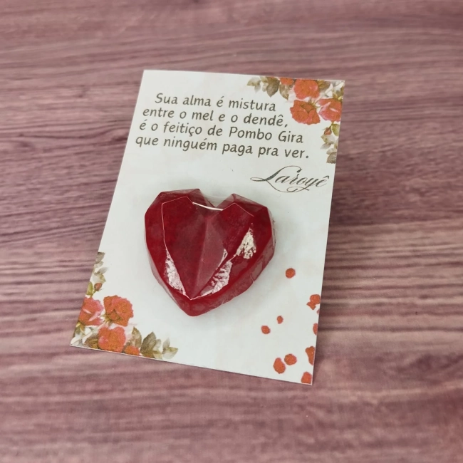 50 UNIDADES Mini Sabonete Coração Diamante no Card  Lembrancinhas Pombo-Gira