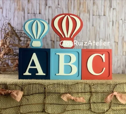 Balão com Cubos 10x10cm Ts Decoração Bebê