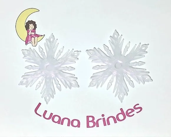 Floco de Neve Fruta Cor 7cm Acrílico Pacote com 10 Unidades.