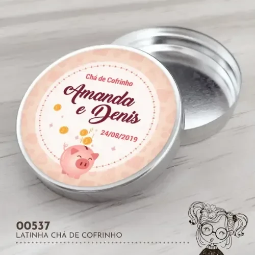 Latinha Adesivada Chá de Cofrinho - 00537