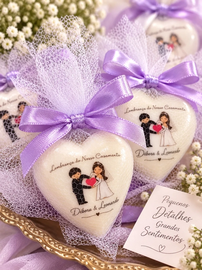 20 Corações de Sabonete personalizados