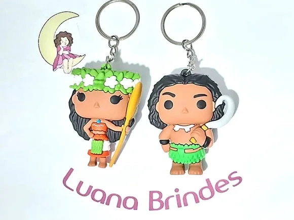 Chaveiro Moana e Maui 3d Emborrachado Pacote com 2 Unidades
