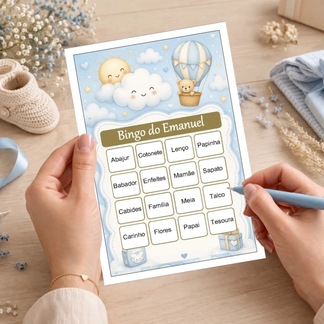 Bingo Chá de Bebê Menino PDF Para Imprimir