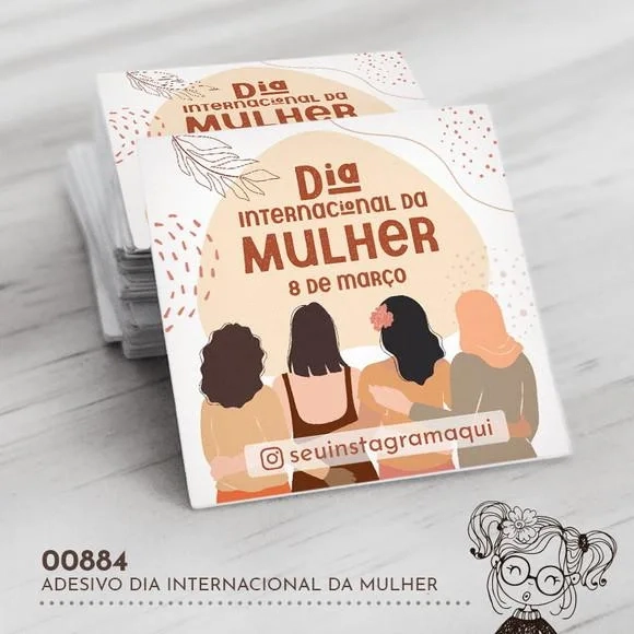 Adesivo Quadrado Dia Internacional da Mulher - 00884