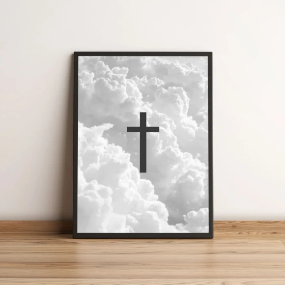 Quadro com Cruz e Céu Nublado - Fé e Inspiração 207