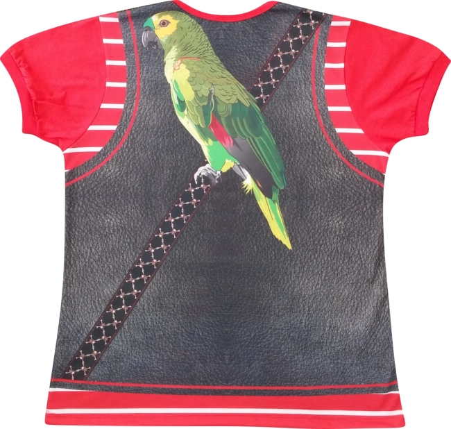 Camiseta Infantil Fantasia Pirata Listrada com Colete e Cinto de Caveira