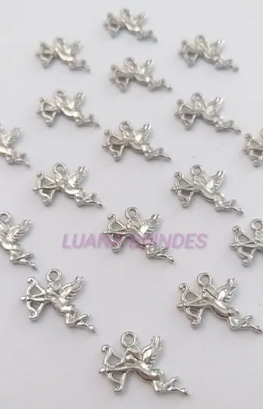 Pingente Cupido de Metal cor Prata - pct c/ 12 unidades