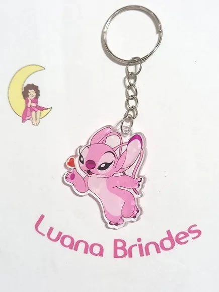 Chaveiro Angel Stitch de Acrílico Adesivado 4cm - 1 Peça