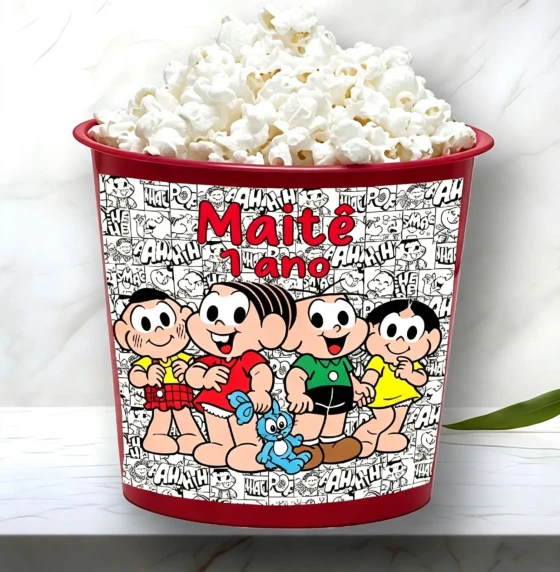 Balde de Pipoca Personalizada para lembrancinhas Turma da Mônica