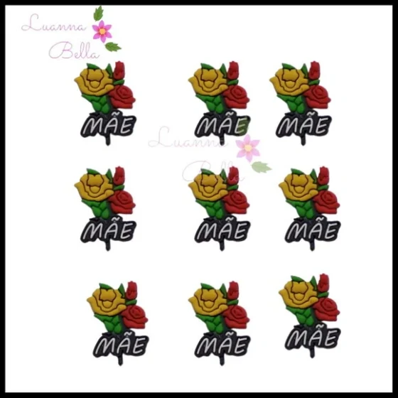 Aplique Emborrachado Mãe com Rosa - pcts c/ 7 unds