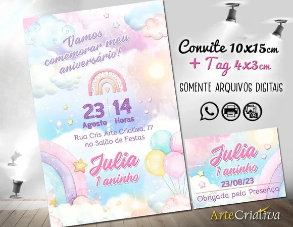 Convite Digital C/tag Nuvem Menina 2