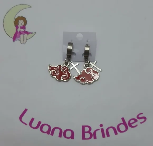 Brinco Desenho Animes 8 de Metal Prateado - 4cm - 1 par