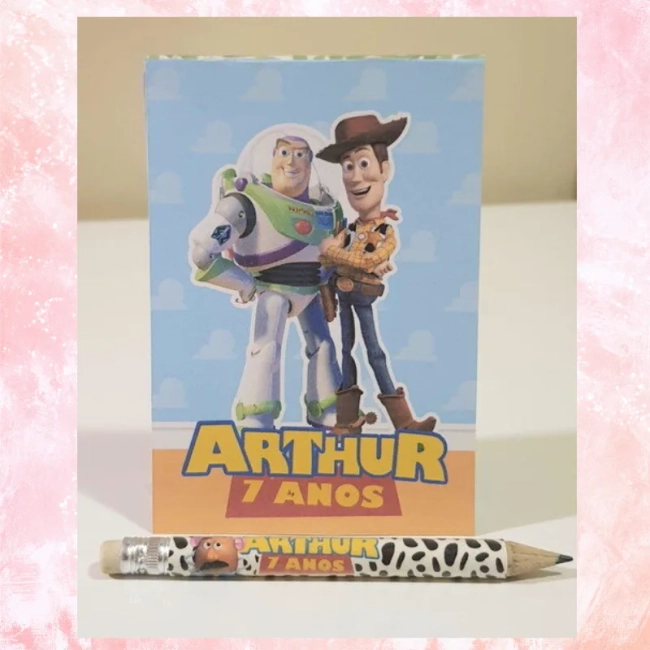 Kit bloquinho com mini lápis Toy Story