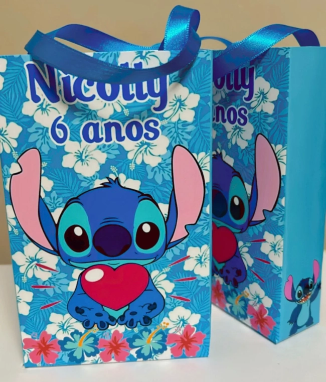 Sacolinhas Personalizada Stitch Lembrancinhas Para Aniversário