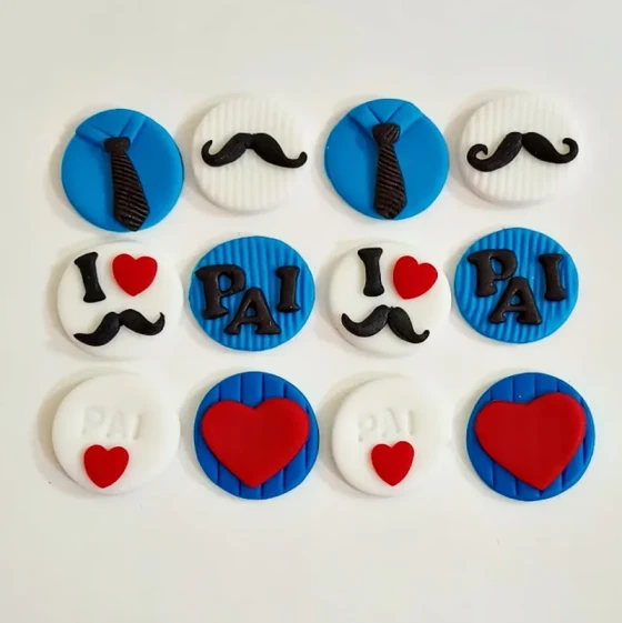 20 Apliques de Açúcar 3cm Dia dos Pais para decorar brigadeiros
