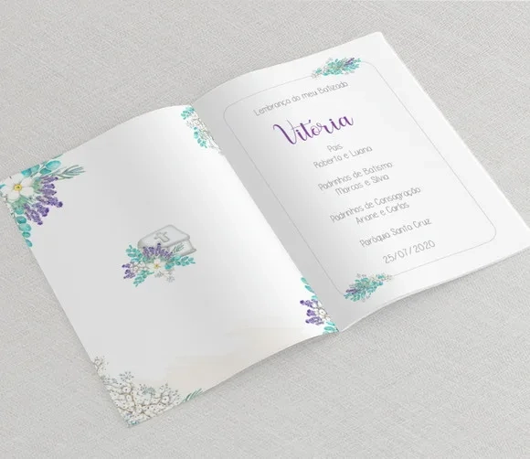 Lembrança Batizado Lavanda Mini Livro de Orações