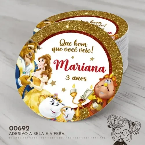 Adesivo Redondo a Bela e a Fera - 00692
