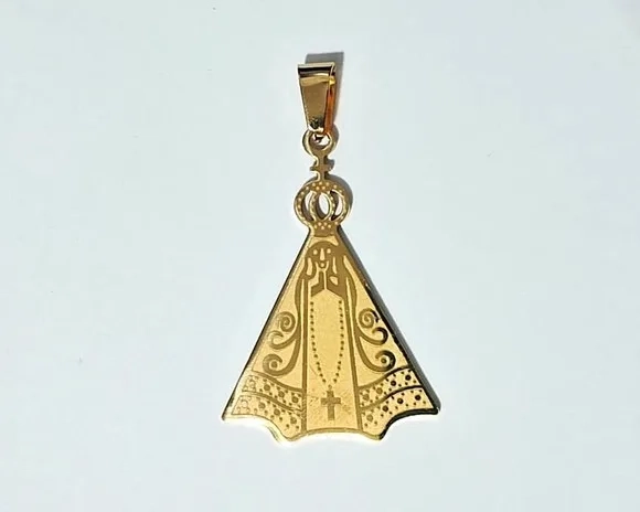 Pingente Nossa Senhora Dourado de Aço Inoxidável Pacote com