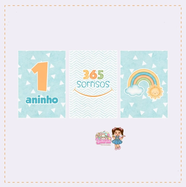 Kit Festa Só Um Bolinho 365 SORRISOS AZUL - Decoração de Festa