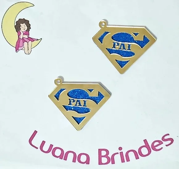 Pingente Superman Pai Acrilico Espelhado Pacotes C/10 Peças