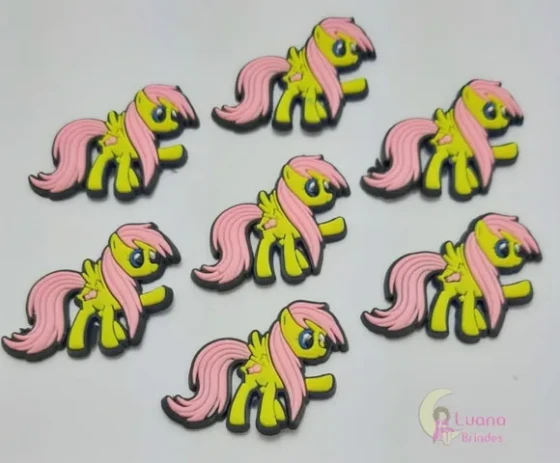 Aplique Poney Amarelo Personagem de Borracha - Pct C/6 Unid