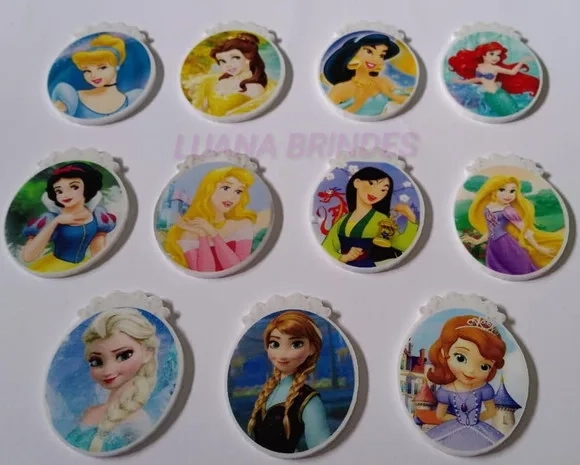 Aplique Princesas de Acrlico Uv 4cm- Pct com 11 Unidades