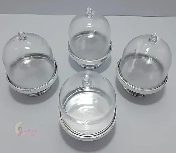 Mini Cúpula Transparente e Prata de Acrílico - Pct C/5 Unid