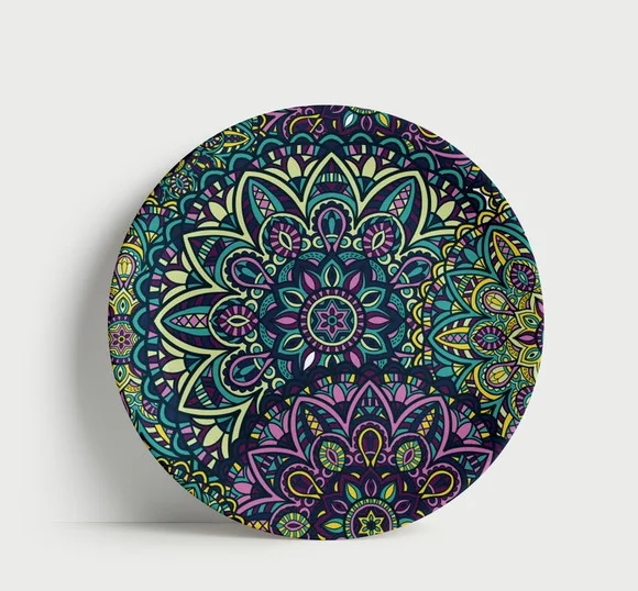 Prato Decorativo Composição de Mandalas Místicas 21cm Porcel