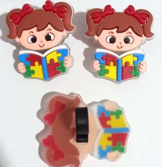Ponteira P/lápis Menina Símbolo Autismo - 6 Unidade