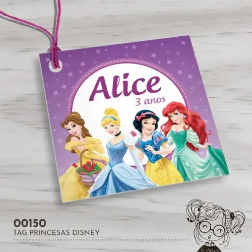 Tag Quadrada Princesas Disney - 00150