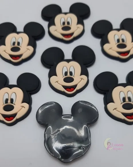 Aplique Mickey Carinha de Borracha - Pct C/7 Unidades